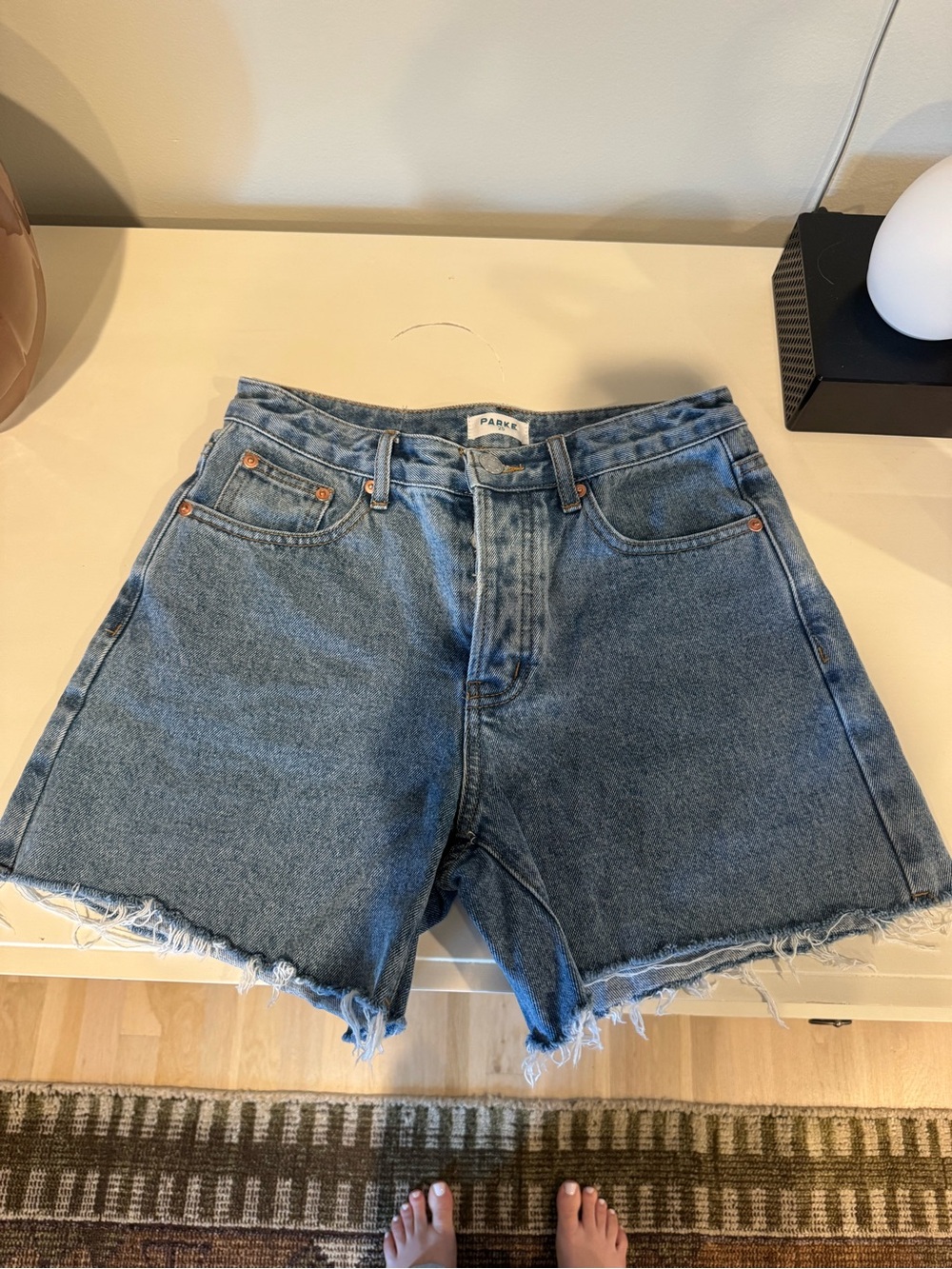 PARKE Long Baggy Shorts in Vintage Wash